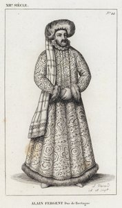 XII Siglo, Alain Fergent, Duque de Bretaña (grabado) de French School