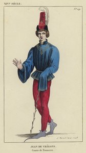 Siglo XIV, Jean de Chalons, Conde de Tonnerre (grabado en color)
