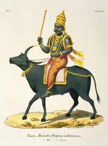 Yama, Dios del Mundo Invisible, grabado por C. de Motte (1785-1836) de French School