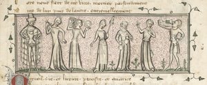 Yates Thompson 21, f. 165, Siete pecados capitales, c.1380 (vitela) de French School
