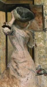 Joven frente al espejo, c.1879-83 (óleo sobre lienzo)