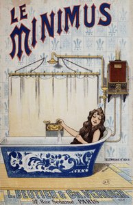 Joven mujer en su bañera - publicidad para calentador de gas Minimus de French School
