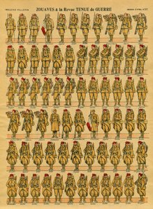 Zuavos, una unidad de infantería del ejército francés creada en 1830 por el General Clauzel para la conquista de Argelia. Imagen de Epinal