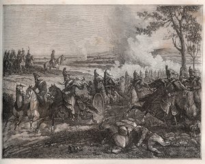 Batalla de Castiglione: en su campaña italiana, Napoleón derrota a los austriacos bajo Wurmser, obligándolos a retirarse a Mantua. 5 de agosto de 1796 - Nueva Enciclopedia Nacional por Maurice La Charest - 1870 de French School