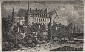 Castillo de La Palice comuna de Lapalisse, en el departamento de Allier, - grabado en 