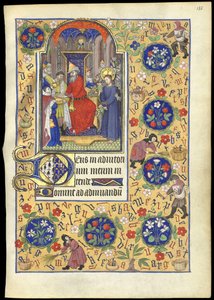 f.135r Miniatura de Pilato lavándose las manos del destino de Jesús, del 