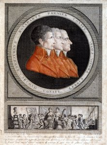 Retrato de los tres cónsules, Napoleón Bonaparte (1769-1821), Jean Jacques Regis (Jean-Jacques-Regis) de Cambaceres (1753-1824) y Charles Francois Lebrun (1739-1824) de French School