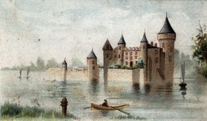 Vista del Château de la Brède (Gironda) de French School