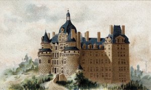 Vista del castillo de Brissac (Maine y Loira). de French School