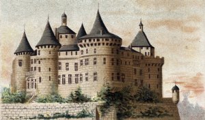 Vista del Castillo de Chastellux (Yonne) de French School