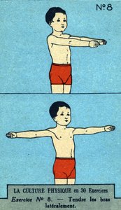 Ejercicio, fitness, ejercicios corporales, buena salud, saludable (cromolitografía) principios del siglo XX