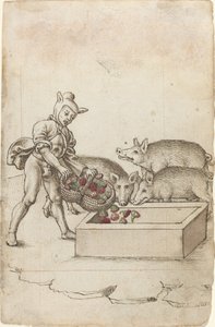 Un tonto alimentando flores a los cerdos [fol. 42 recto]