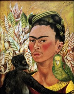 Autorretrato con mono y loro de Frida Kahlo