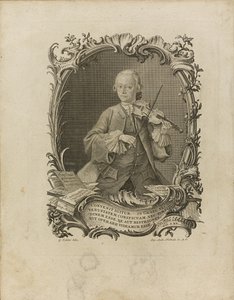 Leopold Mozart. Frontispicio del Versuch einer gründlichen Violinschule, 1756 de Friedrich