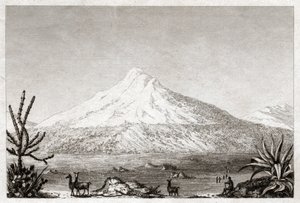 Volcán Chimborazo (grabado, ca. 1840) de Friedrich Alexander Baron von (after) Humboldt