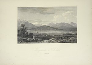Pirámide de Cholula, dibujada por Gmelin, ilustración de 