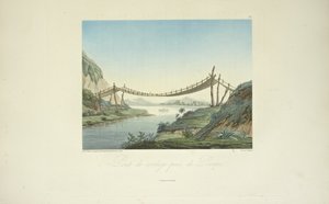 Puente de cuerda cerca de Penipe, dibujado por Marchais, grabado por Bouquet, ilustración de 