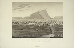 Volcán de Jorullo, dibujado por Gmelin, ilustración de 