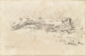 Tronco de árbol hueco de mentira de Friedrich August Mathias Gauermann