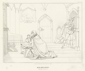 Hamlet, Acto III, Escena 3 (grabado) de Friedrich August Moritz Retzsch