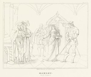 Hamlet, Acto IV, Escena 5 (grabado) de Friedrich August Moritz Retzsch