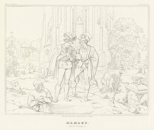 Hamlet, Acto V, Escena 1 (grabado) de Friedrich August Moritz Retzsch