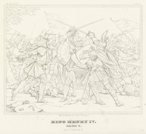 Rey Enrique IV, Parte I, Acto V, Escena 4 (grabado) de Friedrich August Moritz Retzsch
