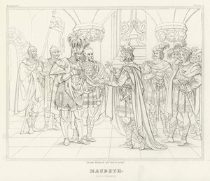 Macbeth, Acto I, Escena 4 (grabado) de Friedrich August Moritz Retzsch
