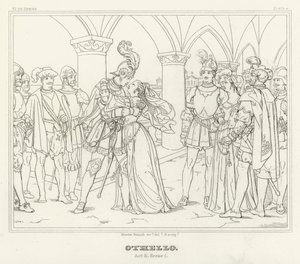 Otelo, Acto II, Escena 1 (grabado) de Friedrich August Moritz Retzsch