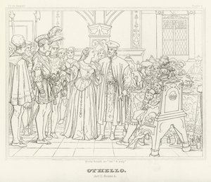 Otelo, Acto I, Escena 3 (grabado) de Friedrich August Moritz Retzsch