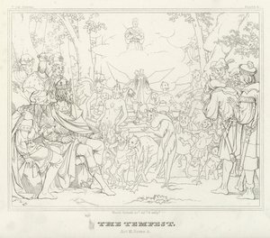 La Tempestad, Acto III, Escena 3 (grabado) de Friedrich August Moritz Retzsch