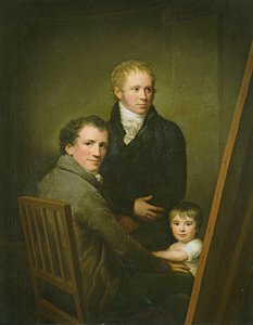 Autorretrato con la hija adoptiva Lina Groger y el pintor Heinrich Jakob Aldenrath, c.1801-15