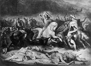 Batalla en el Bosque de Teutoburgo, 1862-64 de Friedrich Gunkel