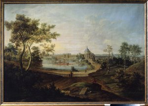 "Vista del Gran Palacio de Oranienbaum Construido por el arquitecto Antonio Rinaldi para la emperatriz Catalina II la Grande. Pintura de Friedrich Hartmann Barisien (1724-1796) 1758 Stat