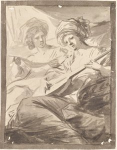 Dos mujeres con una mandolina (¿estudio para el doble retrato de las hermanas Victoire y Sophie von Fries?) de Friedrich Heinrich Fuger