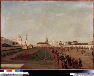 La Place Rouge a Moscou (La Plaza Roja de Moscú). Pintura de Friedrich Hilferding (1710-1798), óleo sobre lienzo, vers 1780. Arte alemán del siglo XVIII. Museo Estatal de Rusia, San Petersburgo. de Friedrich Hilferding