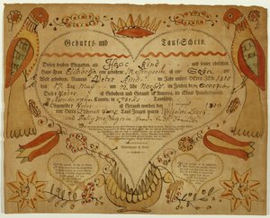 Certificado de nacimiento y bautismo, c. 1790-1800 de Friedrich Krebs