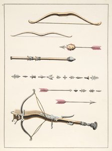 Arcos y flechas del siglo XIV-XV, lámina de 