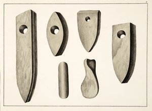 Armas de piedra, lámina de Una historia del desarrollo y costumbres de la caballería, por Dr. Franz Kottenkamp, publicado por Carl Hoffmann, 1842 de Friedrich Martin von Reibisch