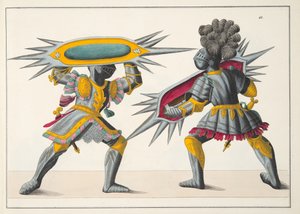 Dos caballeros luchando, lámina de 