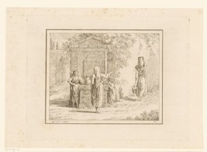 Mujeres en pozo de agua Escenas de la vida cotidiana en Italia (título de la serie) Figura prese dal vero (título de la serie sobre el objeto) de Friedrich Rehberg