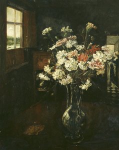 Interior con ramo de claveles de Friedrich Stahl