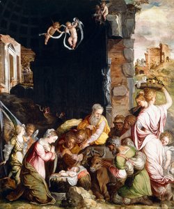 La adoración de los pastores de Friedrich Sustris