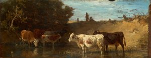 Vacas en el abrevadero de Friedrich Voltz