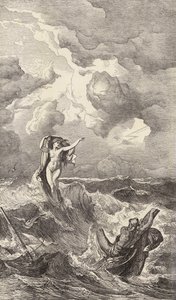 Leucotea y Odiseo (grabado) de Friedrich the Elder Preller