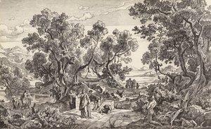 Nausicaa y Odiseo (grabado) de Friedrich the Elder Preller