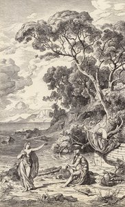 Odiseo y Calipso (grabado) de Friedrich the Elder Preller