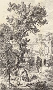 Odiseo visitando a su padre Laertes (grabado) de Friedrich the Elder Preller