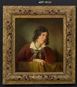 Antonie Amerling con la cabeza apoyada en la mano (primera esposa del artista) de Friedrich von Amerling