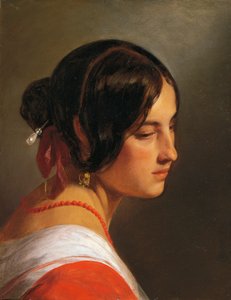 Cabeza de mujer de Friedrich von Amerling (1803-1887), óleo sobre lienzo, 47x37 cm